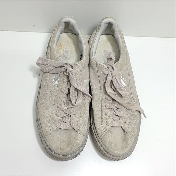 Puma‎ Basket Platform Reset Women's Size 7.5 Gray Suede Sneakers - Picture 1 of 10